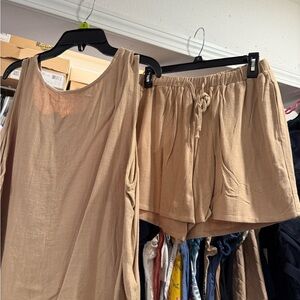 Amazon Women's Tan Sleeveless Top and Shorts Set